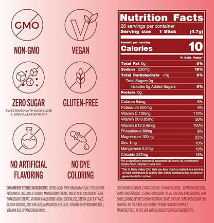 TREVI™ Sugar Free Electrolytes - Drink Mix Hydration Powder Packets - 28 Count - Cranberry Lychee