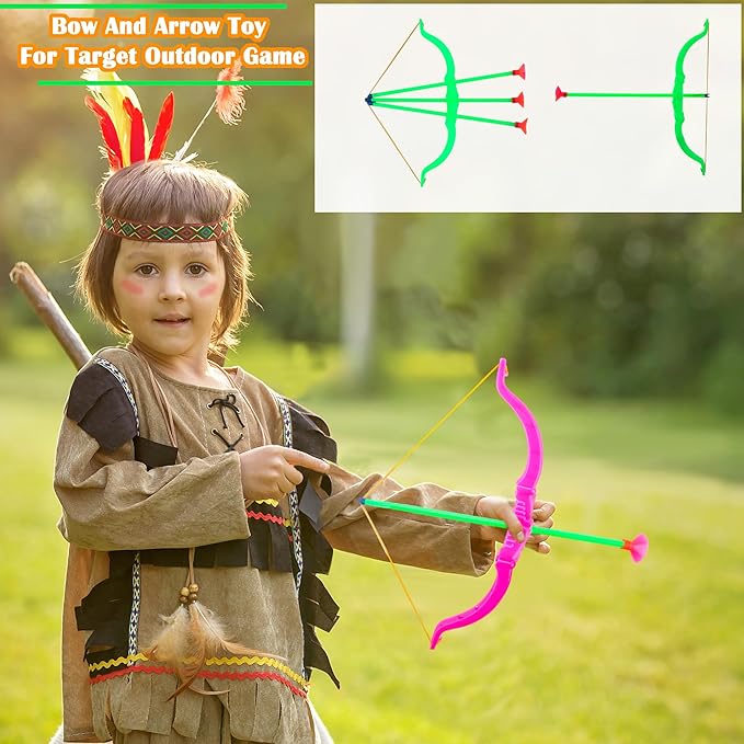 60 Pack Kids Bow and Arrow Sets Mini Bow and Toy Arrow Small Archery Bow Shooter for Kids Sports FunTarget Outdoor Game Sport Party Favors Gifts