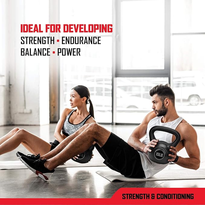 RBX Cement Kettlebell with Shock-Proof Plastic Coating for CrossFit Training