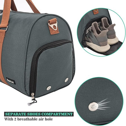 Kuston Sports Gym Bag with Shoe Compartment&Wet Pocket,Travel Duffel bag,Weekend Bag,Workout Bag Suitable for Men and Women