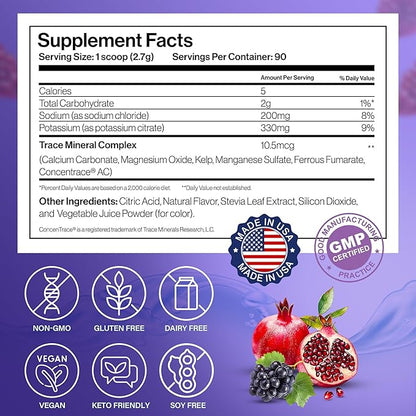 Dr. Price’s Electrolyte Mix | Sugar-Free Hydration Powder with 72+ Trace Minerals | No Sugar, Fast-Dissolving Electrolytes Powder Packets | Blueberry-Pomegranate, 90 Servings