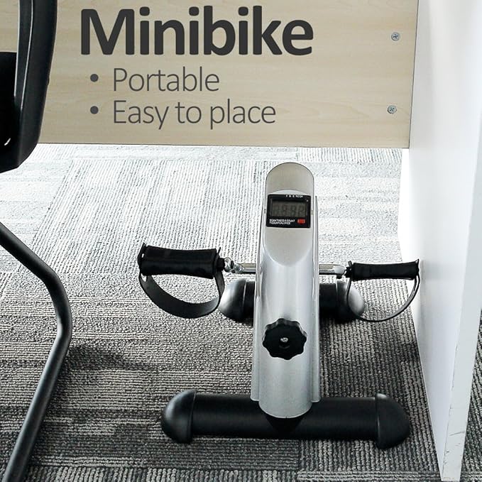 Mini Exercise Bike, himaly Under Desk Bike Pedal Exerciser Portable Foot Cycle Arm & Leg Peddler Machine with LCD Screen Displays