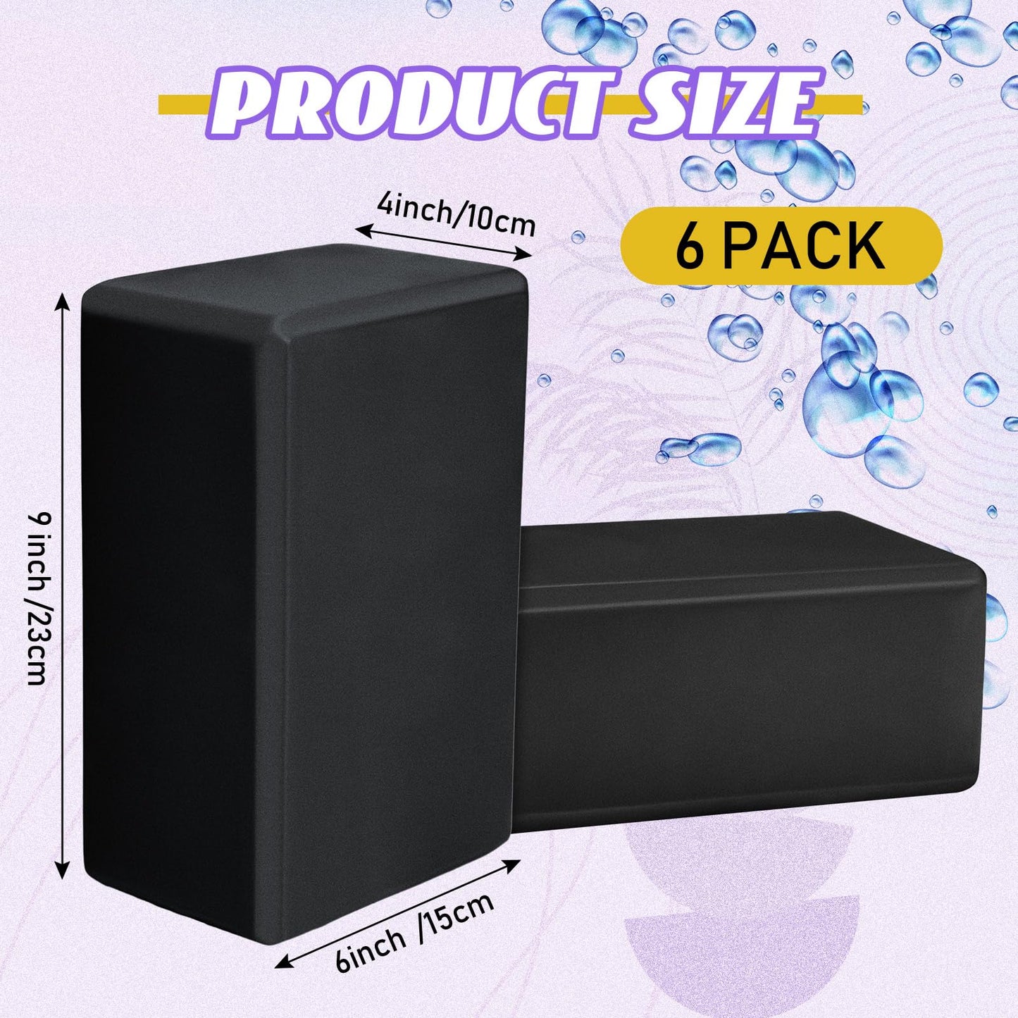 Wettarn 6 Pack Yoga Blocks 9 x 6 x 4 Inch EVA Foam Lightweight Non Slip Yoga Props for Pilates