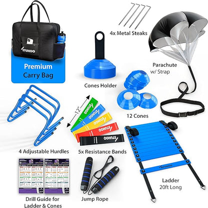 Agility Training Equipment Set | Soccer Training Equipment for Kids Youth | Agility Ladder Speed Training Equipment with Bag | Football Training Equipment with Speed Hurdles, Cones for Footwork