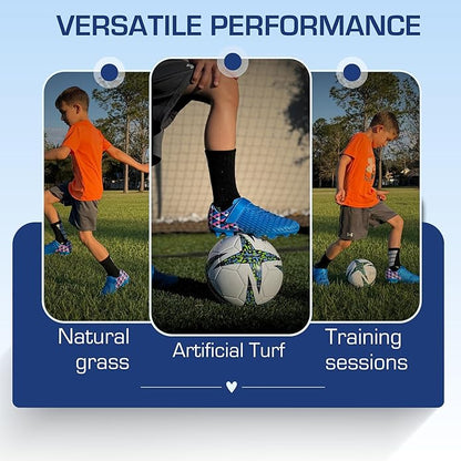 Soccer Cleats for Kids & Youth | Lightweight Football Shoes for Firm Ground | Durable Girls & Boys Soccer Cleats with Non-Slip Sole | Comfortable Soccer Boots | Unisex Size 11-6