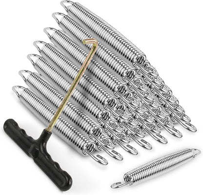 7 Inch Trampoline Springs 36 Pack Replacement Trampoline Springs with T-Hook Heavy Duty Stainless Steel Trampoline Springs Metal Trampoline Pulling Tool Accessories