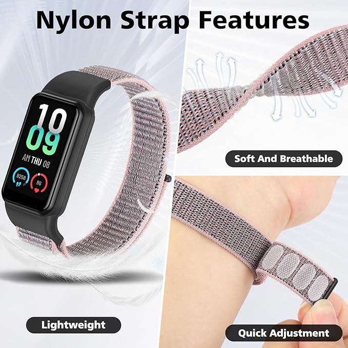 YCHDDER Solo Loop Nylon Bands Compatible with Amazfit Band 7 Straps,Soft Breathable Comfortable Adjustable Colorful Sports Replacement Wristband for Amazfit Band 7 for Men Women