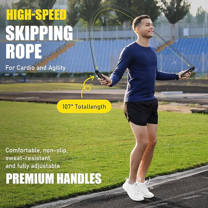 Soccer Training Equipment, Agility Speed Training Set with 20ft Speed Ladder, 12 Cones, 4 Adjustable Hurdles, Jump Rope, Parachute | Ideal for Basketball, Football Practise, for Kids, Youth, Adults