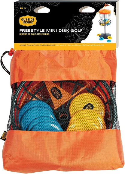 Outside Inside Freestyle Mini Disc Golf Game – Portable Mini Disc Golf Set with Collapsible Target, 8 Discs & Carry Bag – Ideal for Camping, Backyard Fun, and Travel-Friendly Entertainment