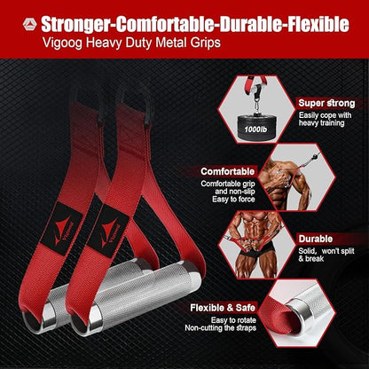 Heavy Duty Metal Workout Handles，Replacement Grip Attachments for Cable Machines, Resistance Bands, LAT Pulldown, Strength Exercise Home Gym & Commercial Fitness Equipment