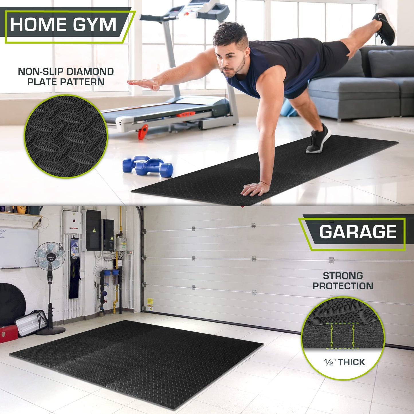 ProsourceFit Exercise Puzzle Mat ½-inch, EVA Interlocking Foam Floor Tiles for Home Gym, Workout