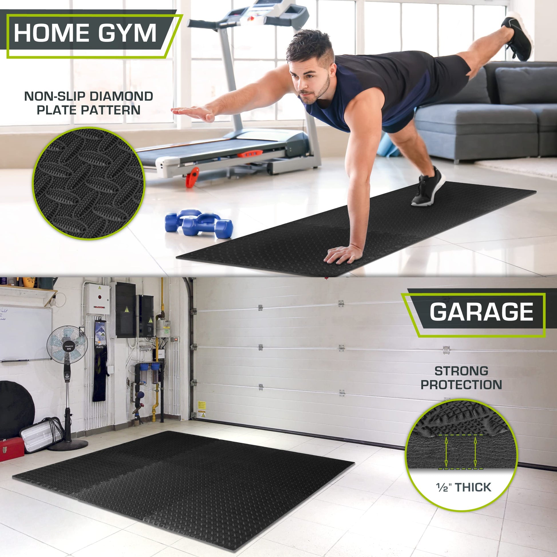 ProsourceFit Exercise Puzzle Mat ½-inch, EVA Interlocking Foam Floor Tiles for Home Gym, Workout