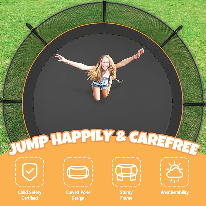 14FT & 16FT Trampoline for Kids & Adults, Big Round Trampoline with Basketball Hoop, Sprinkler & ASTM Certified