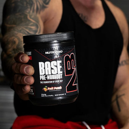 NutraBio Base Pre-Workout Powder 200mg Caffiene, Sustained Energy, Focus, Endurance, Pump, Sugar Free, Clean Preworkout for Men and Women - Beta Alanine, L-Tyrosine, 30 Servings - Fruit Punch