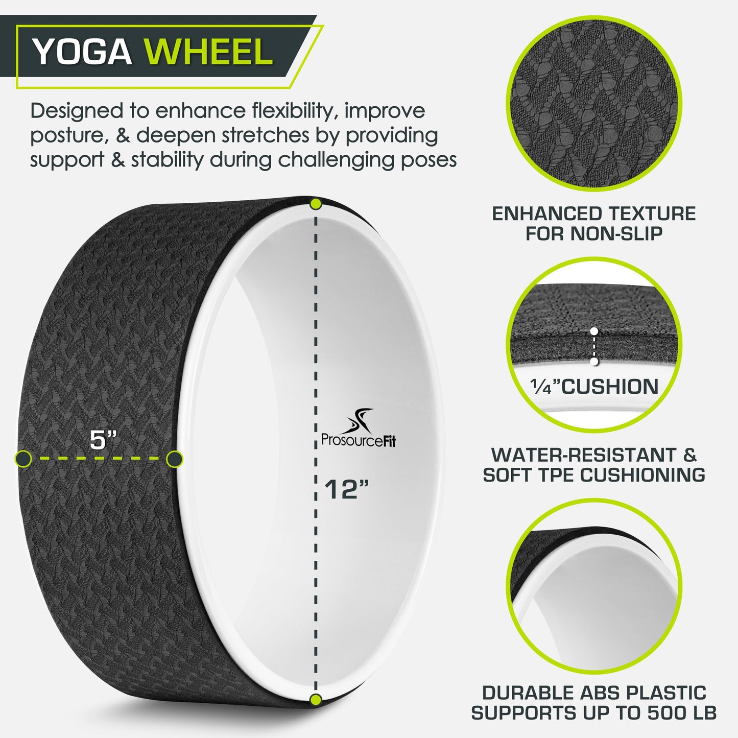 ProsourceFit Yoga Wheel - Black/White-ACA