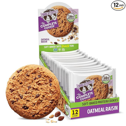 Lenny & Larry's The Complete Cookie, Oatmeal Raisin, 16g Plant Protein, Vegan, Non-GMO, 4 Ounce (Pack of 12)