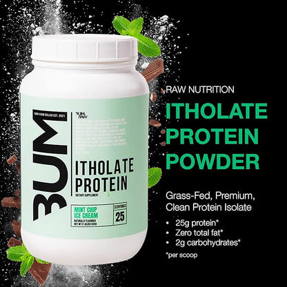 RAW Whey Isolate Protein Powder, Mint Chip Ice Cream (CBUM Itholate Protein) - 100% Grass-Fed Sports Nutrition Powder for Muscle Growth & Recovery - Low-Fat, Low Carb, Naturally Flavored - 25 Servings