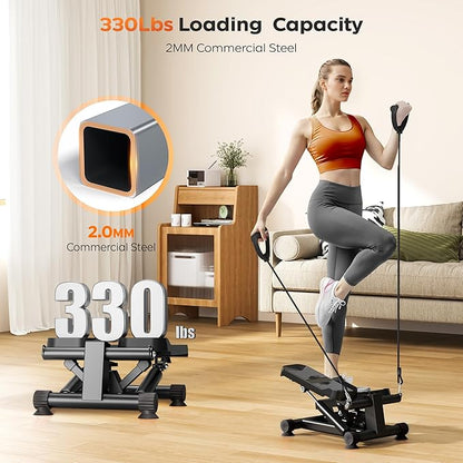SogesPower Steppers for Exercise at Home,Mini Stair Stepper with Resistance Bands,Full Body Workout Equipment with LCD Monitor,Portable Stepper with 330LBS Capacity