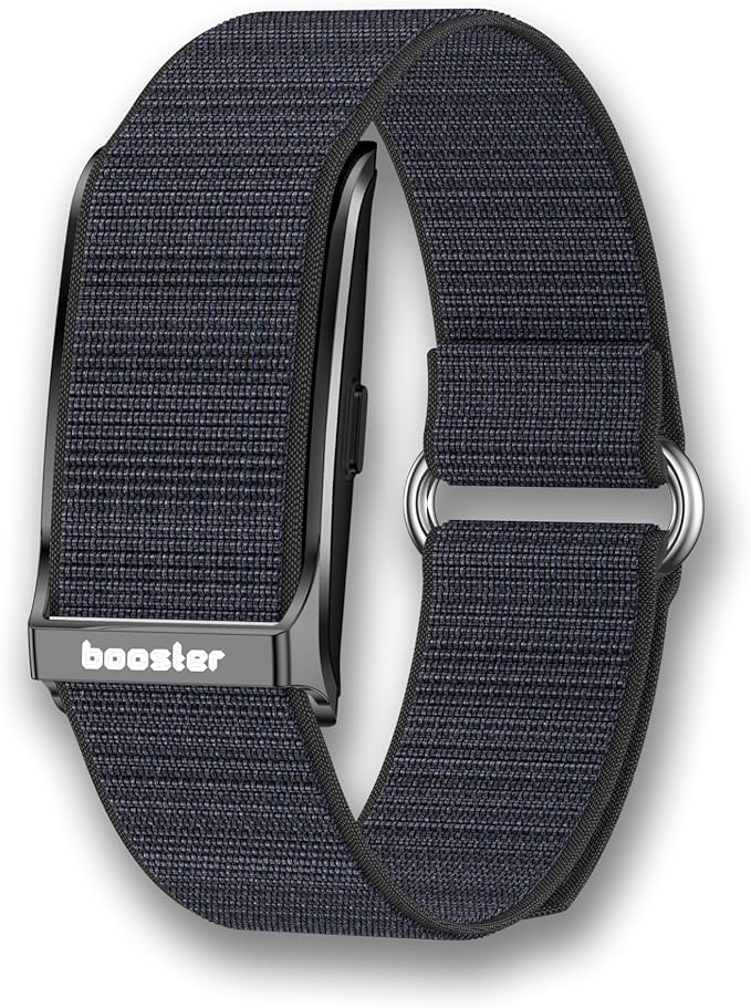 Booster Smart Bracelet, Wearable Activity & Fitness Tracker Band, 24H Sleep Tracker, All-Day Continuous Heart Rate Blood Pressure Stress HRV Monitor, 120+ Sport Modes Smart Wristband, Textile Black