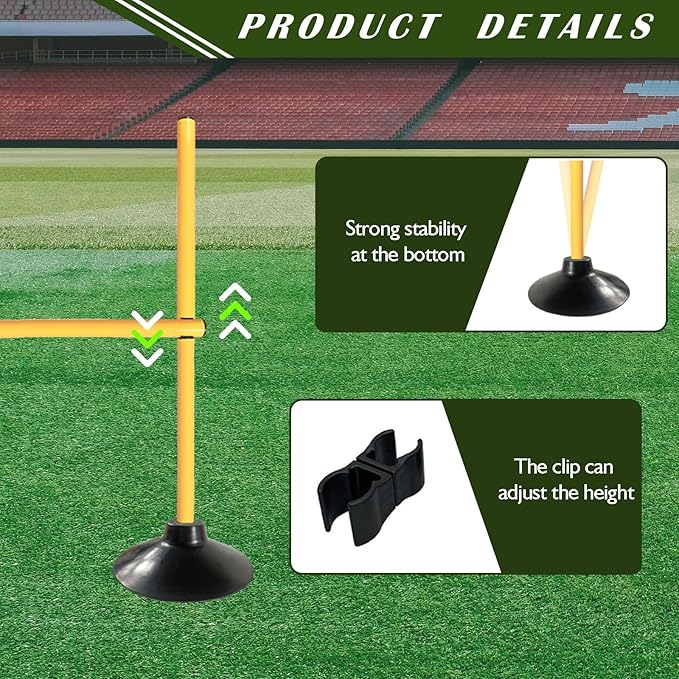 TNZMART 3.3 FT Agility Poles Adjustable Hurdles for Soccer Football Speed Training Equipment Track and Field