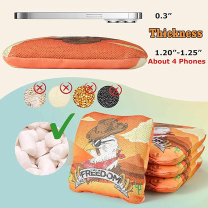 EunHo Cornhole Bags Regulation Dual Sided Set of 8, Professional Cornhole Bean Bags Slick & Sticky Side Bags with Carry Bag