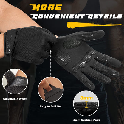 FREETOO Full-Finger Workout Gloves for Men, Padded Gym Gloves with Grip