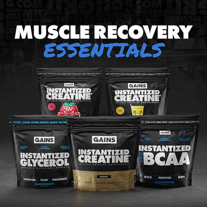 Gains in Bulk BCAA Powder, Pre Workout Plant Based Branch Chain Amino Acids, Gluten Free, Vegan Supplement with Keratin for Endurance & Strength During & Post Workout, Unflavored, 30 Servings