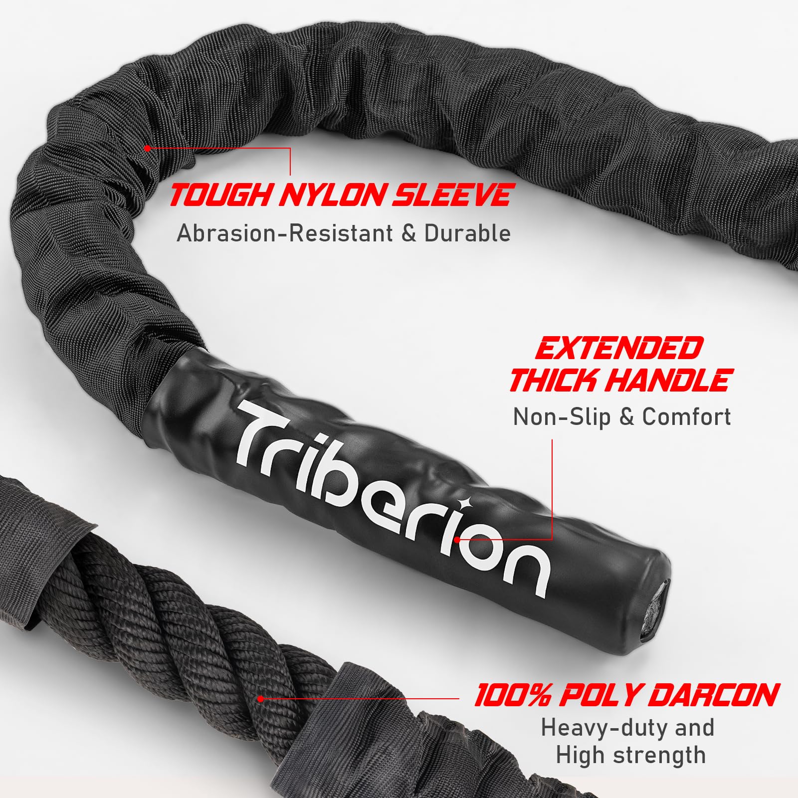 Battle Rope for Home Gym Workout - 1.5 Inch 30ft Heavy Weighted Training Exercise Ropes Fitness