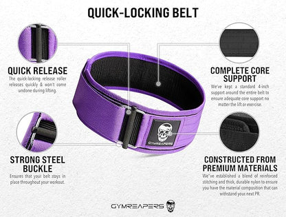 Gymreapers Quick Locking Weight Lifting Belt for Men Gym Belt for Powerlifting Deadlift Belt with 4 Inch Neoprene Metal Buckle Back Support Weightlifting Belt Women