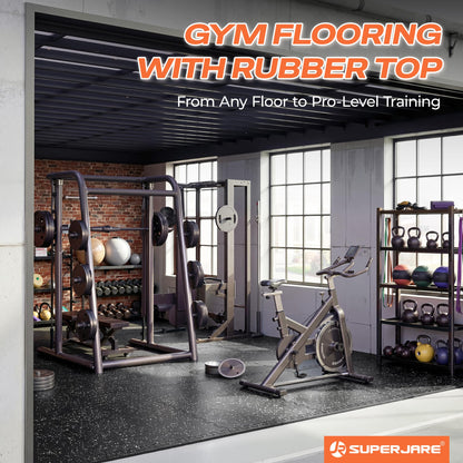 SUPERJARE 0.56'' Thick 48 Sq Ft Rubber Top Gym Flooring for Home Gym