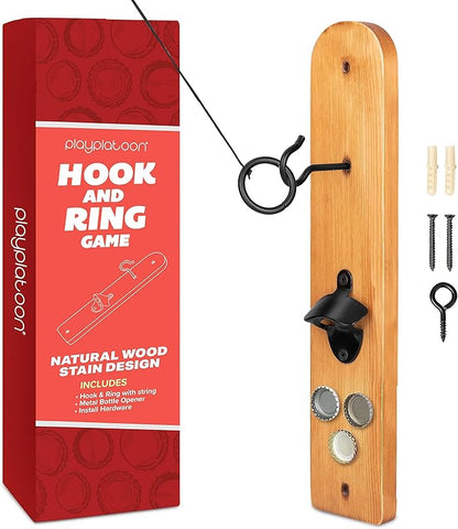Play Platoon Hook and Ring Toss Bar Game for Adults - Wood Toss Ring Game for Adults - Perfect Home, Basements, & Bar Gifts