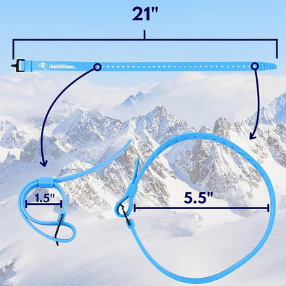 Utah SKI Gear 21" Strap with Aluminum Buckle - Weatherproof, UV-Resistant, Perfect for Securing Skis, Backcountry Backpacking, Daisy-Chain for Added Length, Usable Length up to 19"