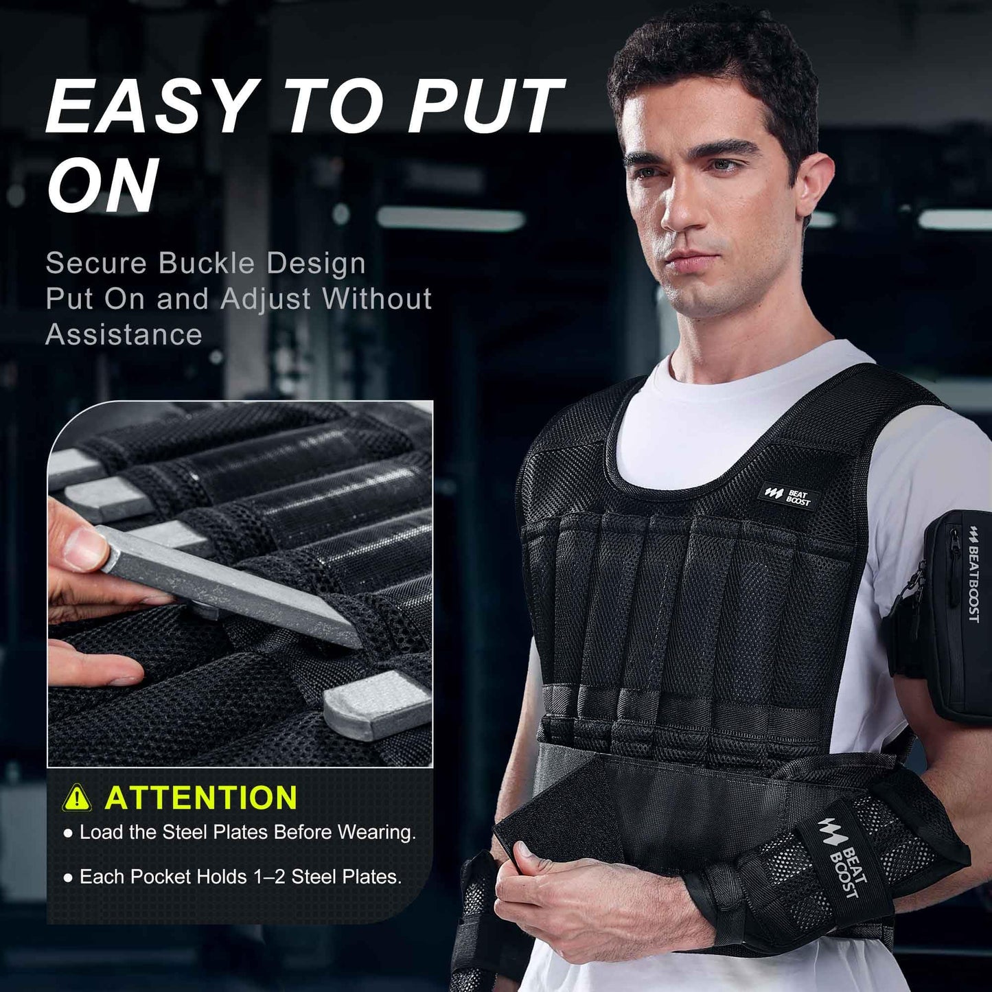 BeatBoost Weighted Vest 40LB Adjustable Body Vest Set for Men & Women