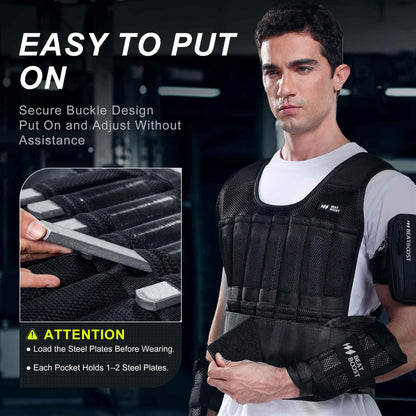 BeatBoost Weighted Vest 40LB Adjustable Body Vest Set for Men & Women