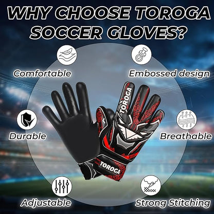 Goalkeeper Gloves for Kids & Youth – Soccer Goalie Gloves, Strong Latex Grip, Double Wrist Support & Breathable Mesh – Boys Football Gloves