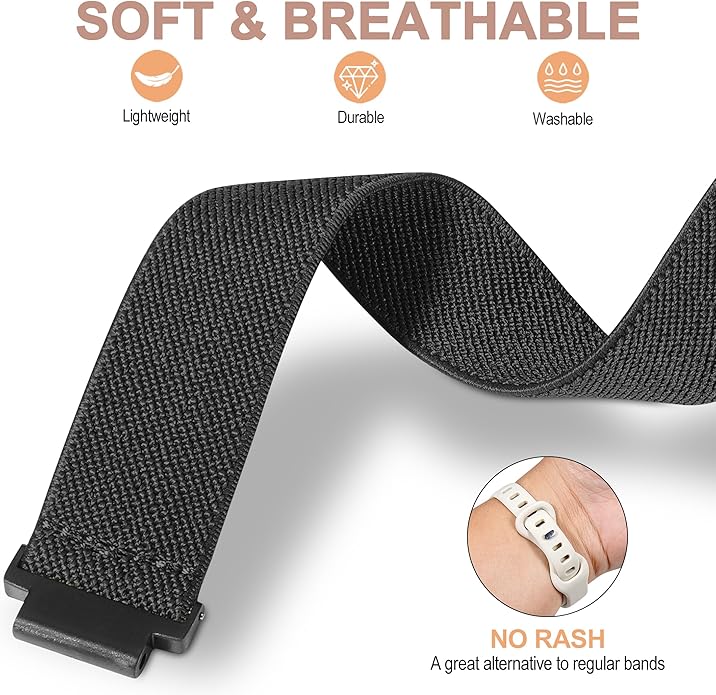 Elastic Nylon Watchband Compatible with Garmin Forerunner 235/220/230/620/630/735XT,Soft Adjustable Sport Stretchy Replacement Strap for Forerunner 235 Lite/Approach S20/S6/S5 Accessory