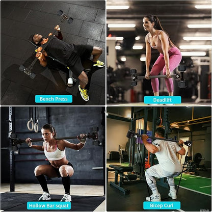 3 in 1 Dumbbell Converter Bar Set - Convert Dumbbells to Barbell & Kettlebell for Home Gym, Multi-Functional Strength Training Bar with Secure Clamps, Space-Saving Weight Lifting System (Black)