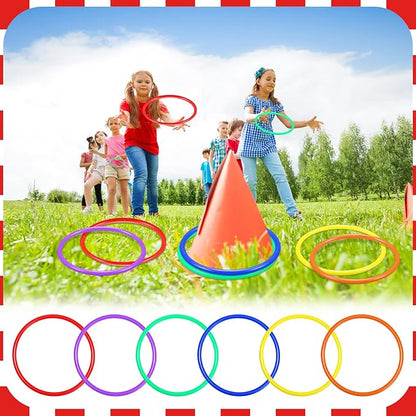 Civaner 72 Pcs Ring Toss Rings Game Plastic Carnival Ring Toss for Speed Agility Practice, Fun Target Toys Carnival Halloween Party Favors Throw Bottle Sports Yard Family Game