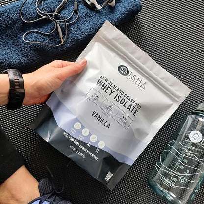 Taha Health & Nutrition Vanilla Whey Protein Isolate Powder, 30g Protein, 7.9g BCAAs, 4.3g Leucine | New Zealand Free-Range, Grass-Fed Dairy | Gluten-Free, Keto, Kosher | 2LB, 25 Servings