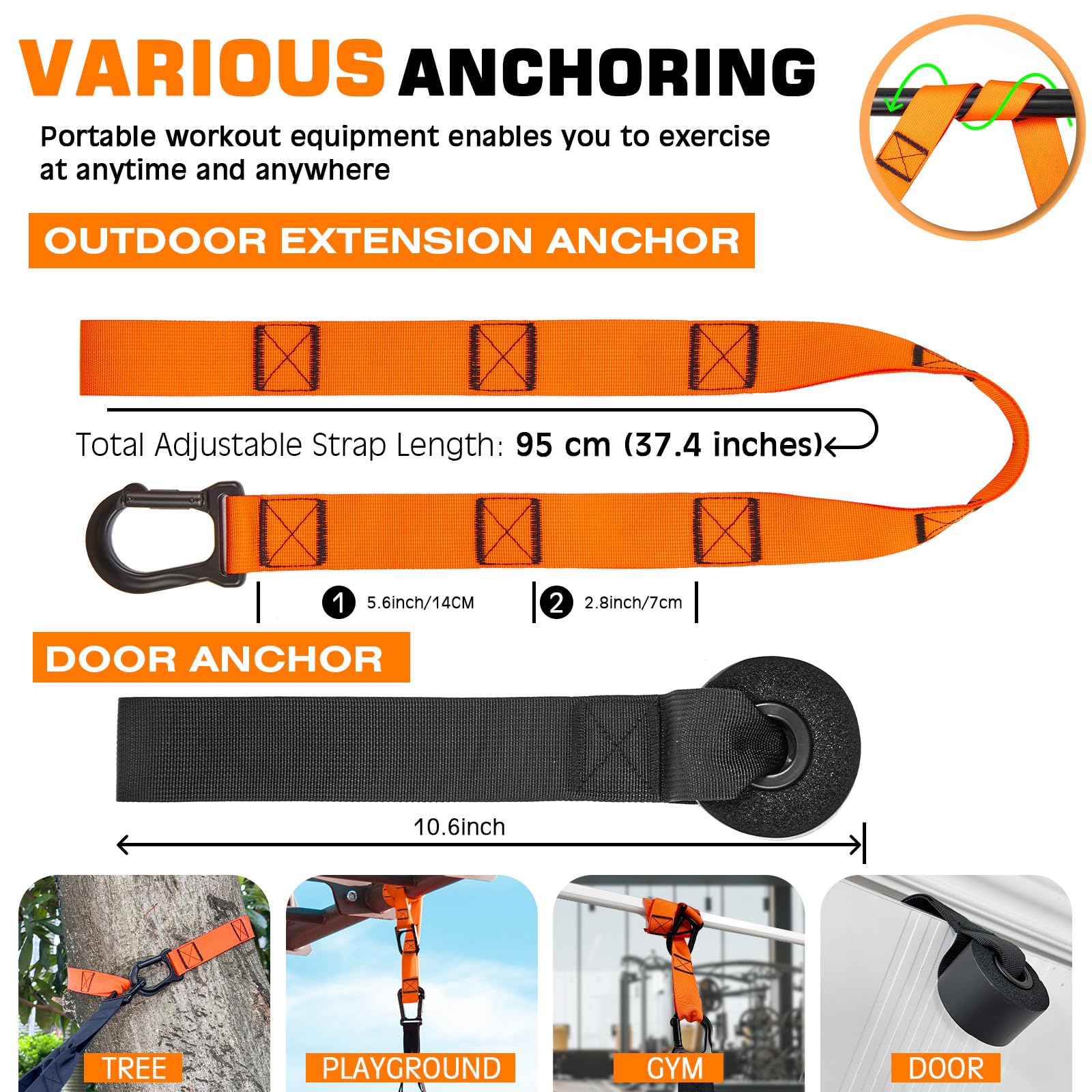 Home Resistance Training Kit, Suspension Trainer Straps with Adjustable Extension, Door Anchor, and