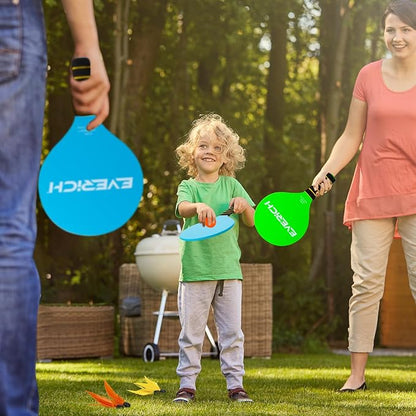EVERICH TOY Paddle Ball Set, Badminton Set 4 Rackets, Great Gifts Easter Basket Stuffers for Kids Teens Adults and Family, Fun for Beach, Yard, and Lawn Play All Year Round