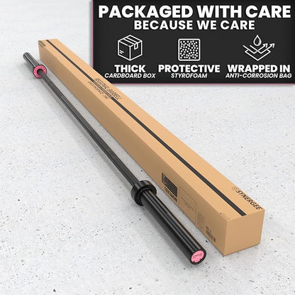 Synergee Regional Olympic 20kg Men’s and 15kg Women’s Hard Chrome & Black Phosphate Barbells. Rated 1500lbs for Weightlifting and Powerlifting.