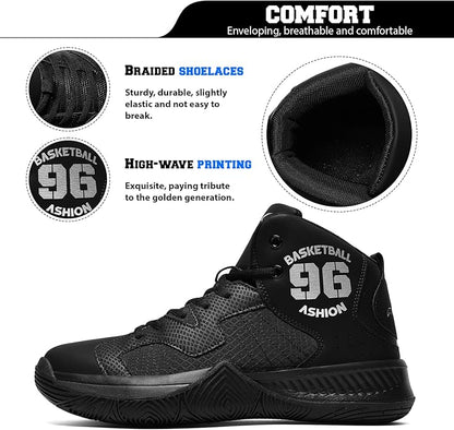 ASHION Mens Basketball Shoes High Top Streetball Lightweight Outdoor Sneakers Cushioning Shoes for Sport Athletic Fitness