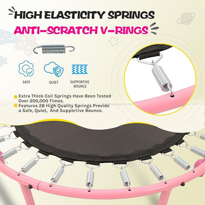 SkyBound 36 Inch Indoor Trampoline for Kids - Kids Trampoline Indoor with Handle - Toddler Trampoline with Upgraded 2.0mm Steel Pipe and Handlebar - Mini Indoor Trampoline for Kids Age 3 and Above