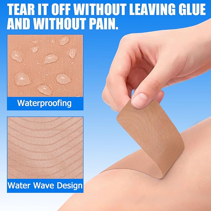 4 Rolls Kinesiology Tape, 4in x 5.5yd Extra Wide Breathable Muscle Support Adhesive Sport Tape for Knee Pain Relief, Latex Free Cotton Elastic Uncut Strips for Joints, Back, Ankle, Shoulder, Wrist