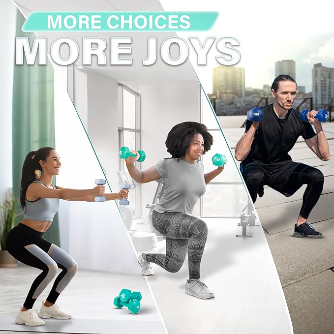 Yes4All Vinyl Hexagon Dumbbell - Dumbbells Set of 2 Hand Weights for Home Gym & Strength Training (2-15 lbs Weight Options)