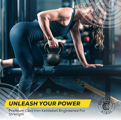 Kettlebell Kings Powder Coated Kettlebell Weights - 9-97 lb Strength Training Kettlebells for Men and Women - Hand Weights Workout Gym Equipment - Weights Set for Home Gym- New