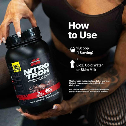 Muscletech Whey Protein Powder (Vanilla Cream, 4 Pound) - Nitro-Tech Ultimate Muscle Building Formula with Whey Protein Isolate - 30g of Protein, 3g of Creatine & 6.8g of BCAA - Packaging May Vary