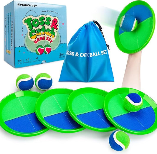 EVERICH Upgraded Toss and Catch Ball Game Set - Indoor and Outdoor Games for Kids 3-12, Beach Sand