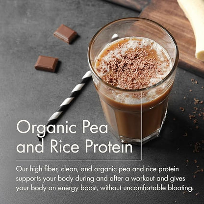 WelleCo Vegan Protein Powder, Gluten Free Premium Organic Sprouted Brown Rice & Pea Protein Blend, 6g Carbs & Dairy Free, for Energy, Muscle Recovery, 16g Protein Per Serving, Chocolate, 35.2oz Pouch